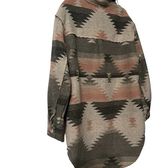 Grey and Pink Aztec Button Up Jacket Women’s - Picture 9 of 10